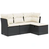 Image de vidaXL Ensemble de salon de jardin 4 pièces avec coussins noir poly rotin