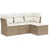 Image de vidaXL Ensemble de salon de jardin 4 pièces avec coussins Beige Poly Rattan