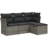 Image de vidaXL Ensemble de salon de jardin 4 pièces avec coussins Gris Poly rotin