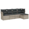 Image de vidaXL Ensemble de salon de jardin 5 pièces avec coussins gris clair Poly rotin