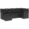 Image de vidaXL Ensemble de salon de jardin 6 pièces avec coussins noir poly rotin