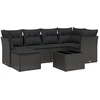 Image de vidaXL Ensemble de salon de jardin 7 pièces avec coussins noir poly rotin