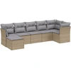 Image de vidaXL Ensemble de salon de jardin 7 pièces avec coussins Beige Poly Rattan