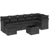 Image de vidaXL Ensemble de jardin canapé 8 pièces avec coussins noir poly rotin
