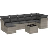Image de vidaXL Ensemble de jardin canapé 8 pièces avec coussins Gris Poly rotin