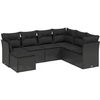 Image de vidaXL Ensemble de salon de jardin 7 pièces avec coussins noir poly rotin
