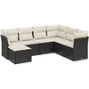 Image de vidaXL Ensemble de salon de jardin 7 pièces avec coussins noir poly rotin
