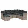 Image de vidaXL Ensemble de salon de jardin 7 pièces avec coussins gris clair Poly rotin