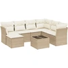 Image de vidaXL Ensemble de jardin canapé 8 pièces avec coussins Beige Poly Rattan