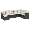 Image de vidaXL Ensemble de jardin canapé 8 pièces avec coussins noir poly rotin