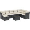 Image de vidaXL Ensemble de salon de jardin 9 pièces avec coussins noir poly rotin