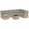 Image de vidaXL Ensemble de salon de jardin 9 pièces avec coussins beige Poly rotin