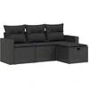 Image de vidaXL Ensemble de salon de jardin 4 pièces avec coussins noir poly rotin