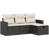 Image de vidaXL Ensemble de salon de jardin 4 pièces avec coussins noir poly rotin