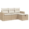 Image de vidaXL Ensemble de salon de jardin 4 pièces avec coussins Beige Poly Rattan