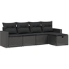 Image de vidaXL Ensemble de salon de jardin 5 pièces avec coussins noir poly rotin