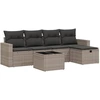Image de ensemble de salon de jardin 6 pièces avec coussins Gris Poly Rattan