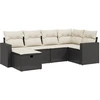 Image de vidaXL Ensemble de salon de jardin 6 pièces avec coussins noir poly rotin
