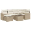 Image de vidaXL Ensemble de salon de jardin 7 pièces avec coussins Beige Poly Rattan