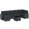 Image de vidaXL Ensemble de jardin canapé 8 pièces avec coussins noir poly rotin