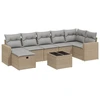 Image de vidaXL Ensemble de jardin canapé 8 pièces avec coussins Beige Poly Rattan