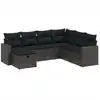 Image de vidaXL Ensemble de salon de jardin 7 pièces avec coussins noir poly rotin