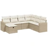 Image de vidaXL Ensemble de salon de jardin 7 pièces avec coussins Beige Poly Rattan