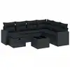 Image de vidaXL Ensemble de jardin canapé 8 pièces avec coussins noir poly rotin