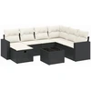 Image de vidaXL Ensemble de jardin canapé 8 pièces avec coussins noir poly rotin