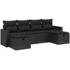 Image de vidaXL Ensemble de salon de jardin 6 pièces avec coussins noir poly rotin