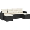 Image de vidaXL Ensemble de salon de jardin 6 pièces avec coussins noir poly rotin