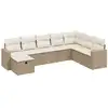 Image de vidaXL Ensemble de jardin canapé 8 pièces avec coussins Beige Poly Rattan