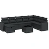 Image de vidaXL Ensemble de salon de jardin 9 pièces avec coussins noir poly rotin