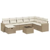 Image de vidaXL Ensemble de salon de jardin 9 pièces avec coussins beige Poly rotin