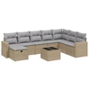 Image de vidaXL Ensemble de salon de jardin 9 pièces avec coussins beige Poly rotin