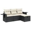 Image de vidaXL Ensemble de salon de jardin 4 pièces avec coussins noir poly rotin