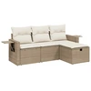 Image de vidaXL Ensemble de salon de jardin 4 pièces avec coussins Beige Poly Rattan