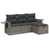 Image de vidaXL Ensemble de salon de jardin 4 pièces avec coussins Gris Poly rotin