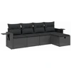 Image de vidaXL Ensemble de salon de jardin 5 pièces avec coussins noir poly rotin