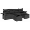 Image de vidaXL Ensemble de salon de jardin 6 pièces avec coussins noir poly rotin