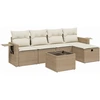 Image de ensemble de salon de jardin 6 pièces avec coussins Beige Poly Rattan