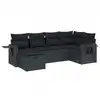 Image de vidaXL Ensemble de salon de jardin 6 pièces avec coussins noir poly rotin