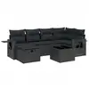 Image de vidaXL Ensemble de salon de jardin 7 pièces avec coussins noir poly rotin