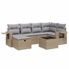 Image de vidaXL Ensemble de salon de jardin 7 pièces avec coussins Beige Poly Rattan