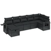 Image de vidaXL Ensemble de salon de jardin 7 pièces avec coussins noir poly rotin