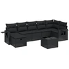 Image de vidaXL Ensemble de jardin canapé 8 pièces avec coussins noir poly rotin