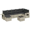 Image de vidaXL Ensemble de jardin canapé 8 pièces avec coussins gris clair Poly rotin