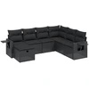 Image de vidaXL Ensemble de salon de jardin 7 pièces avec coussins noir poly rotin