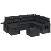 Image de vidaXL Ensemble de jardin canapé 8 pièces avec coussins noir poly rotin