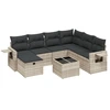 Image de vidaXL Ensemble de jardin canapé 8 pièces avec coussins gris clair Poly rotin
